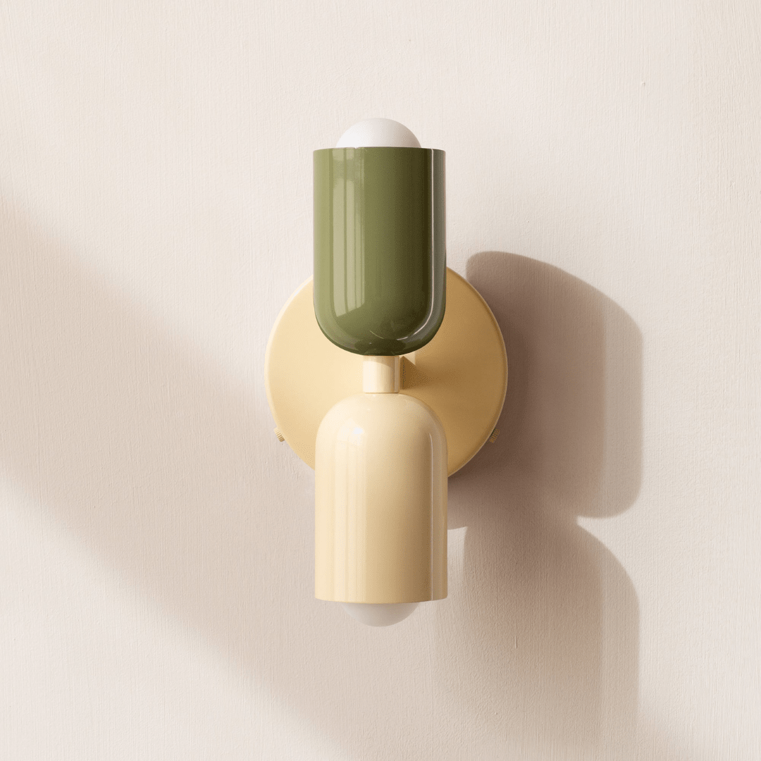 Zweiflammige Wandleuchte in Zylinderform mit modernem Design - Wall Light Fixtures - Grün-Beige - Voldeva