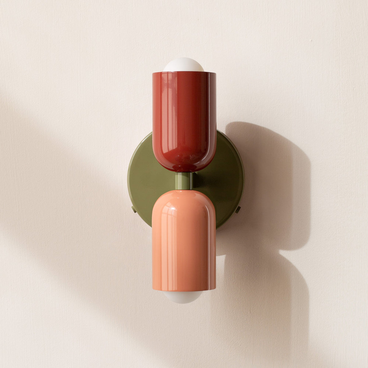 Zweiflammige Wandleuchte in Zylinderform mit modernem Design - Wall Light Fixtures - Rot-Pfirsich-Grün - Voldeva