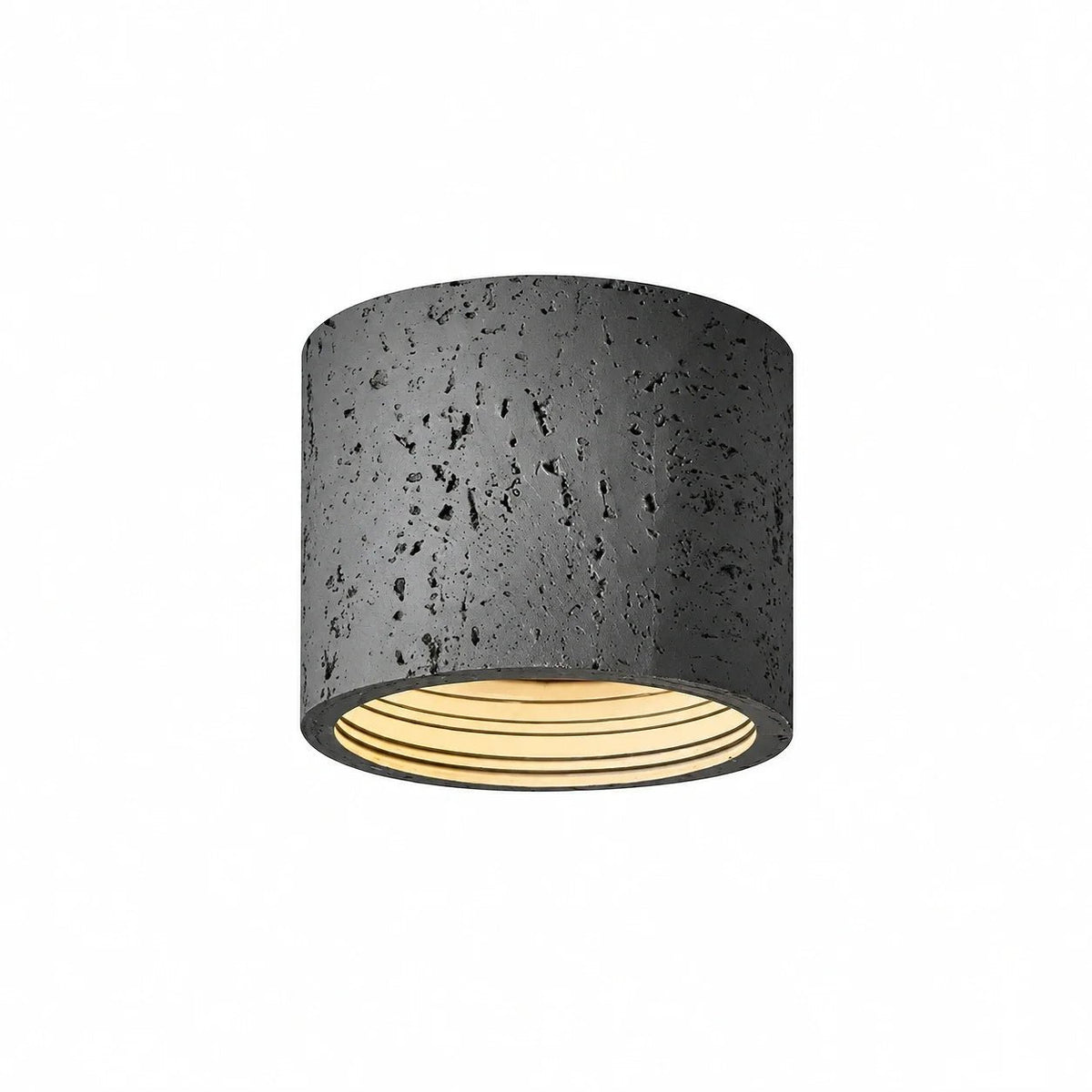Zylindrische Deckenleuchte im Wabi-Sabi Design mit Travertin-Optik - Ceiling Light Fixtures - Grau - Voldeva