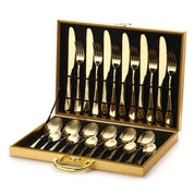 24 - teiliges Goldenes Edelstahl - Besteck - Set mit Luxus - Geschenkbox - Besteckset - Voldeva