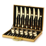 24-teiliges Goldenes Edelstahl-Besteck-Set mit Luxus-Geschenkbox