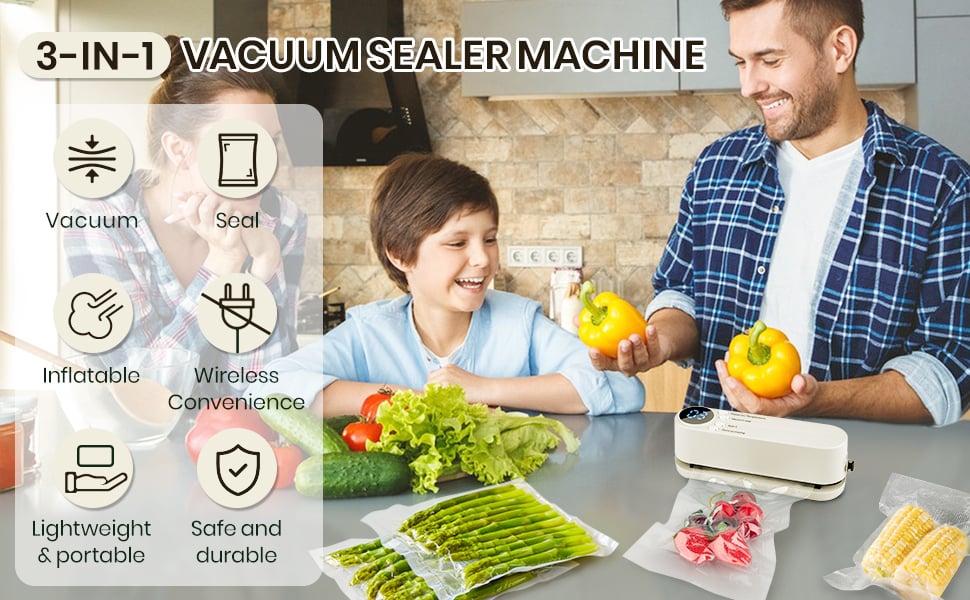 3 - in - 1 Kabelloses Vakuumiergerät – Frische leicht gemacht - Vacuum Sealers - Voldeva