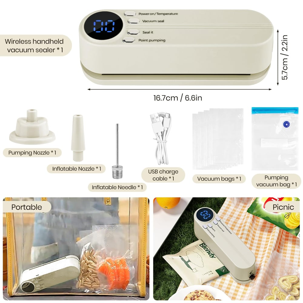 3 - in - 1 Kabelloses Vakuumiergerät – Frische leicht gemacht - Vacuum Sealers - Voldeva