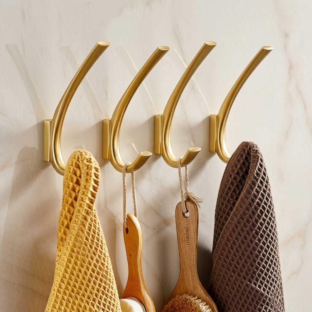 3-teiliges Set gebürstete Gold gebogene Wandhaken - Wandhaken - Voldeva