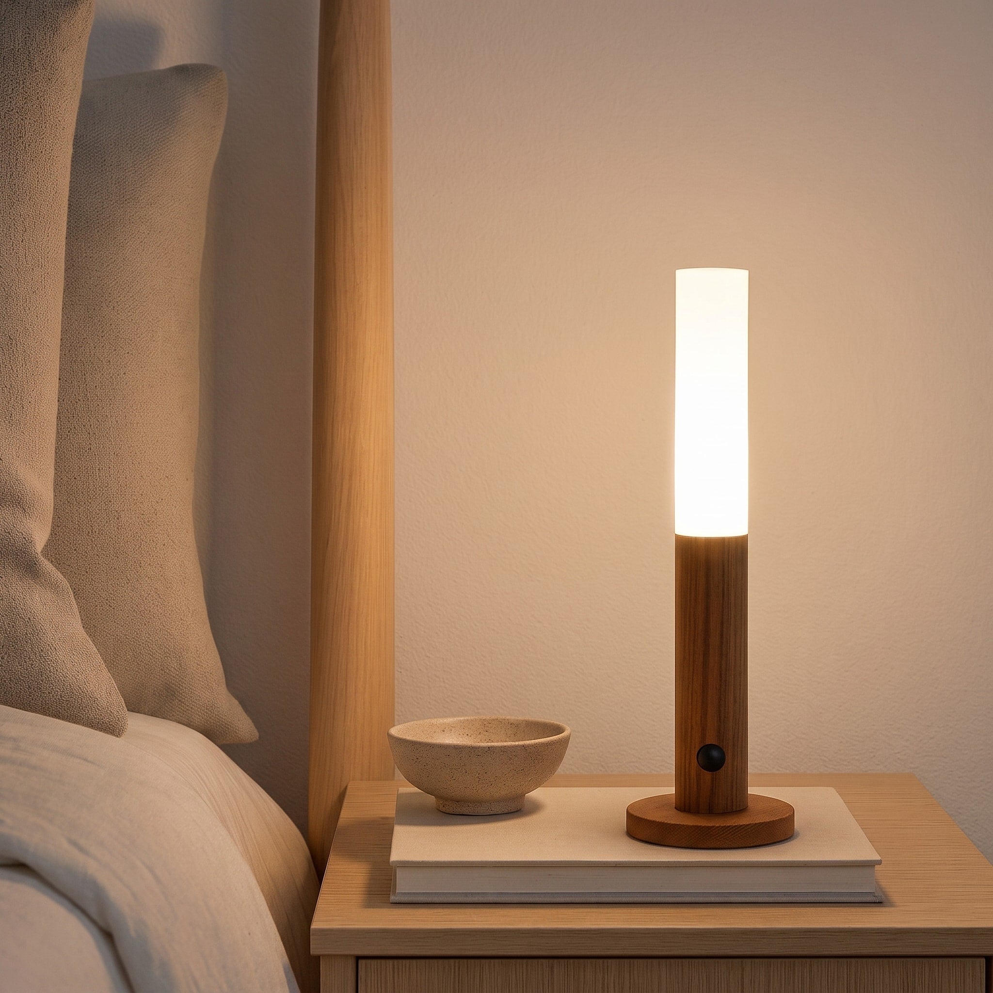 Kabellose LED Wandleuchte mit Bewegungsmelder und Holzdesign