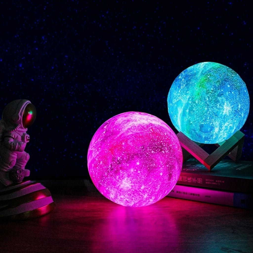3D Galaxie-Mondlampe mit buntem Leuchteffekt - Night Lights & Ambient Lighting - 8 cm - Voldeva