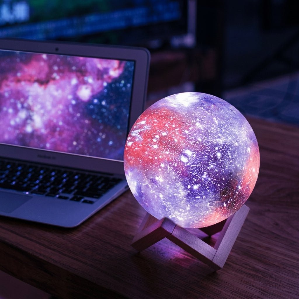3D Galaxie-Mondlampe mit buntem Leuchteffekt - Night Lights & Ambient Lighting - 8 cm - Voldeva