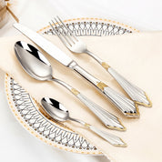 4 - teiliges Besteckset mit goldenen Details - Besteckset - Voldeva