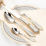 4-teiliges Besteckset mit goldenen Details