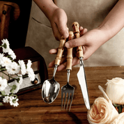 5 - teiliges Besteckset mit Bambusgriff - Cutlery - 5 - teiliges Set - Voldeva
