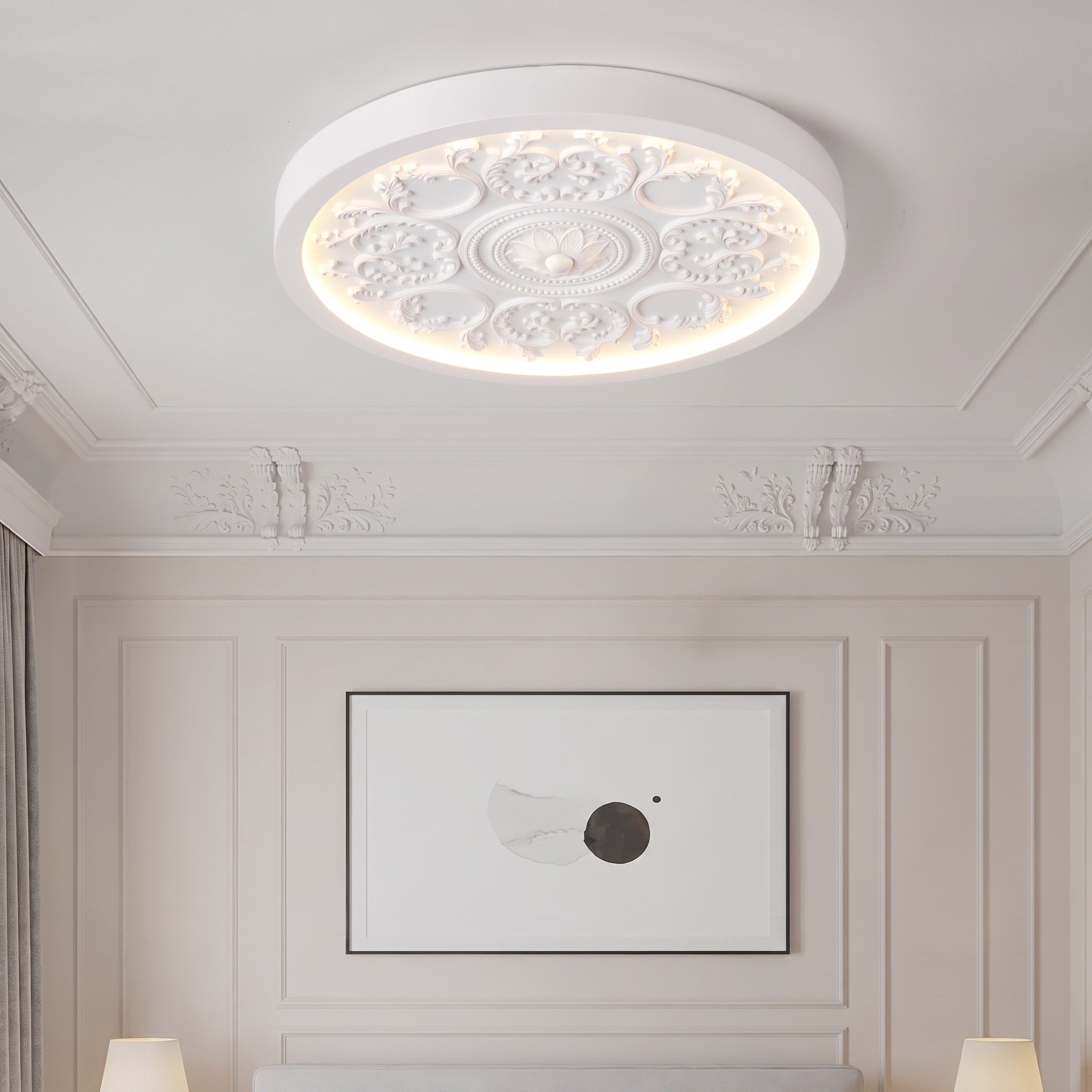 LED Deckenleuchte mit Blumenrelief im Barockstil