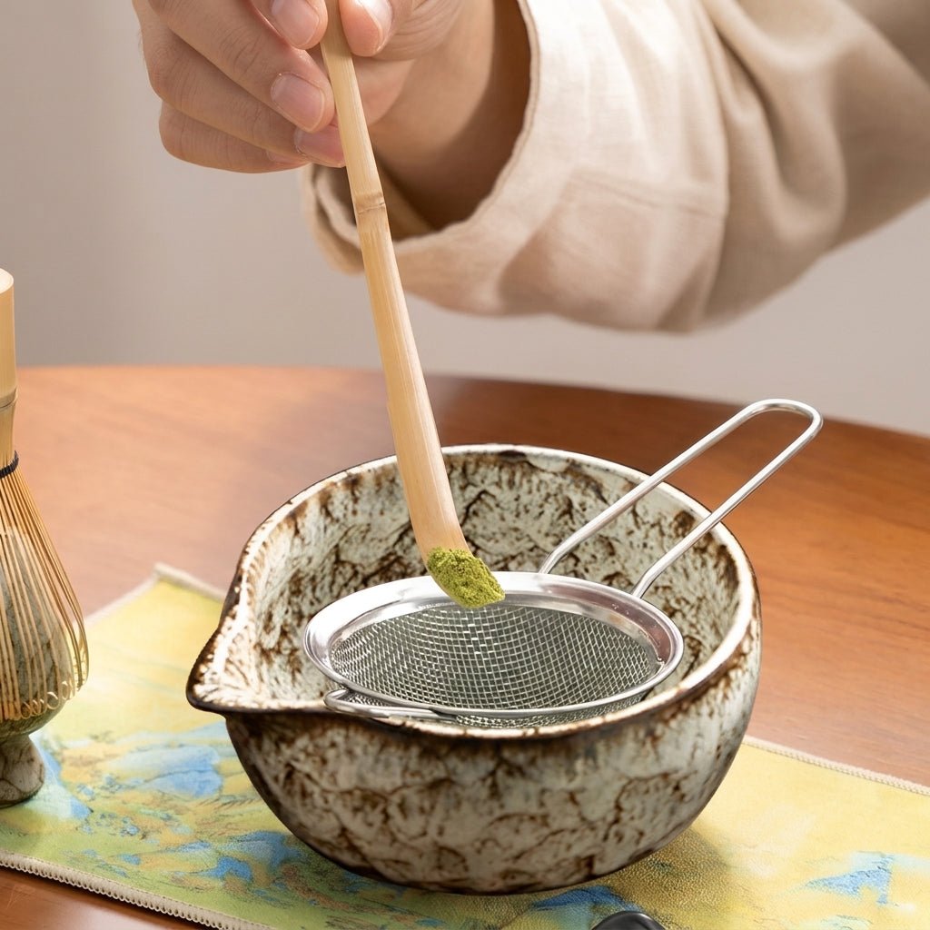 6-teiliges japanisches Matcha-Tee-Set mit Keramikschale - Matcha-Set - Weiß - Voldeva