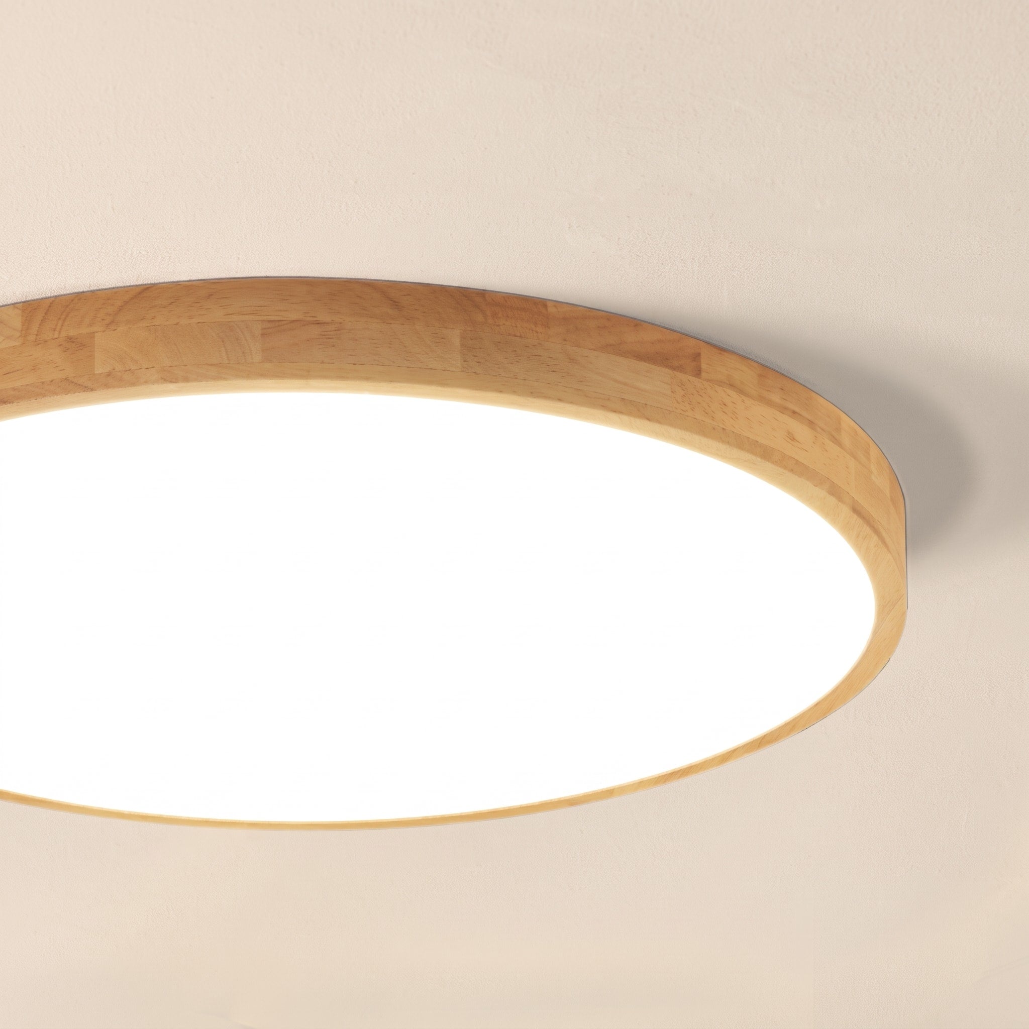Runde LED Deckenleuchte mit Holzrahmen mit ultraflaches Design