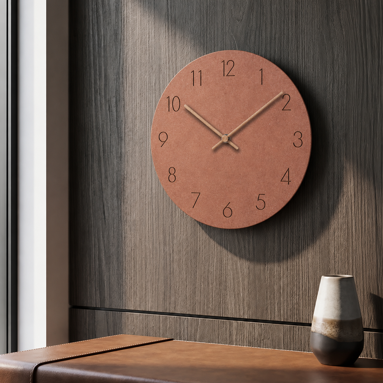 Nordische Wanduhr mit Mattem Zifferblatt ohne Rahmen