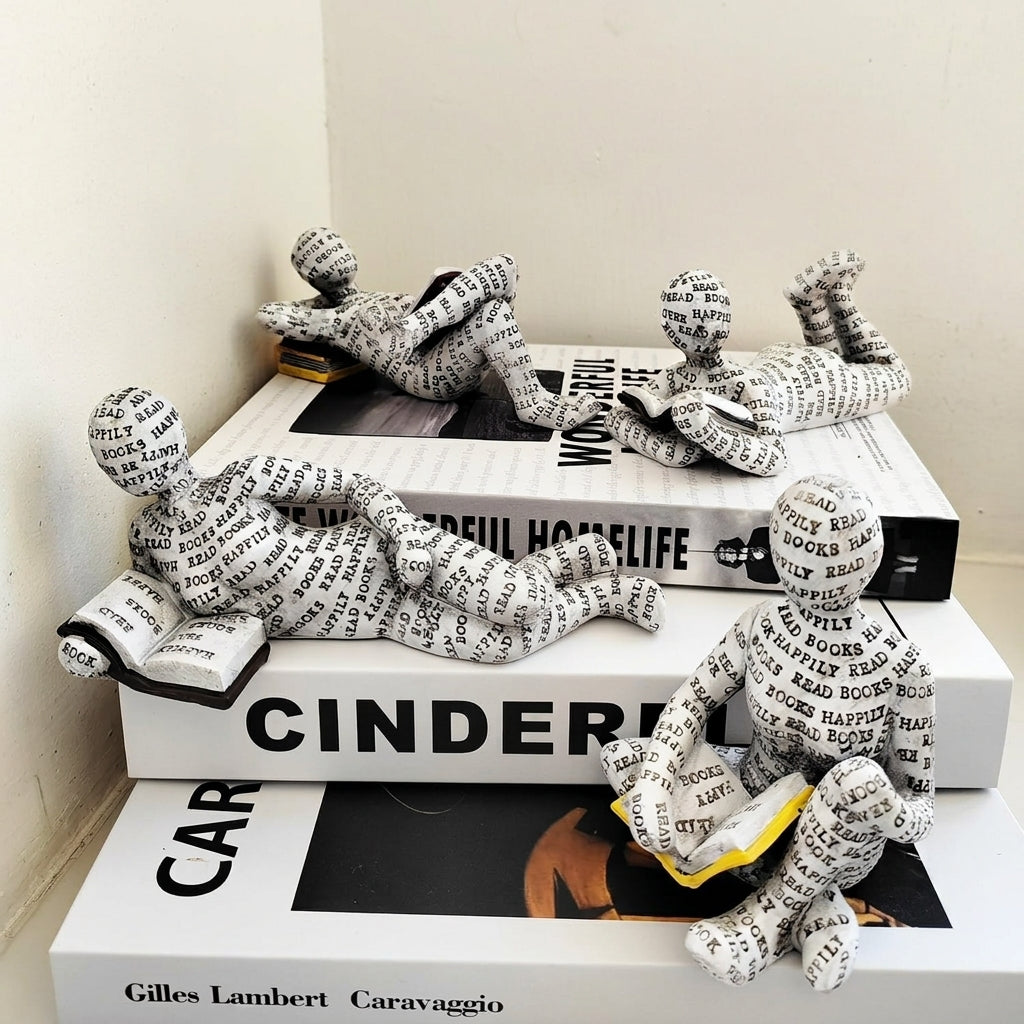 Kreative Abstrakte Buchliebhaber Sitzende & Liegende Figur Skulptur