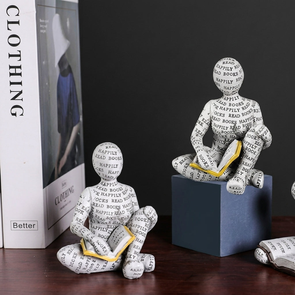 Kreative Abstrakte Buchliebhaber Sitzende & Liegende Figur Skulptur