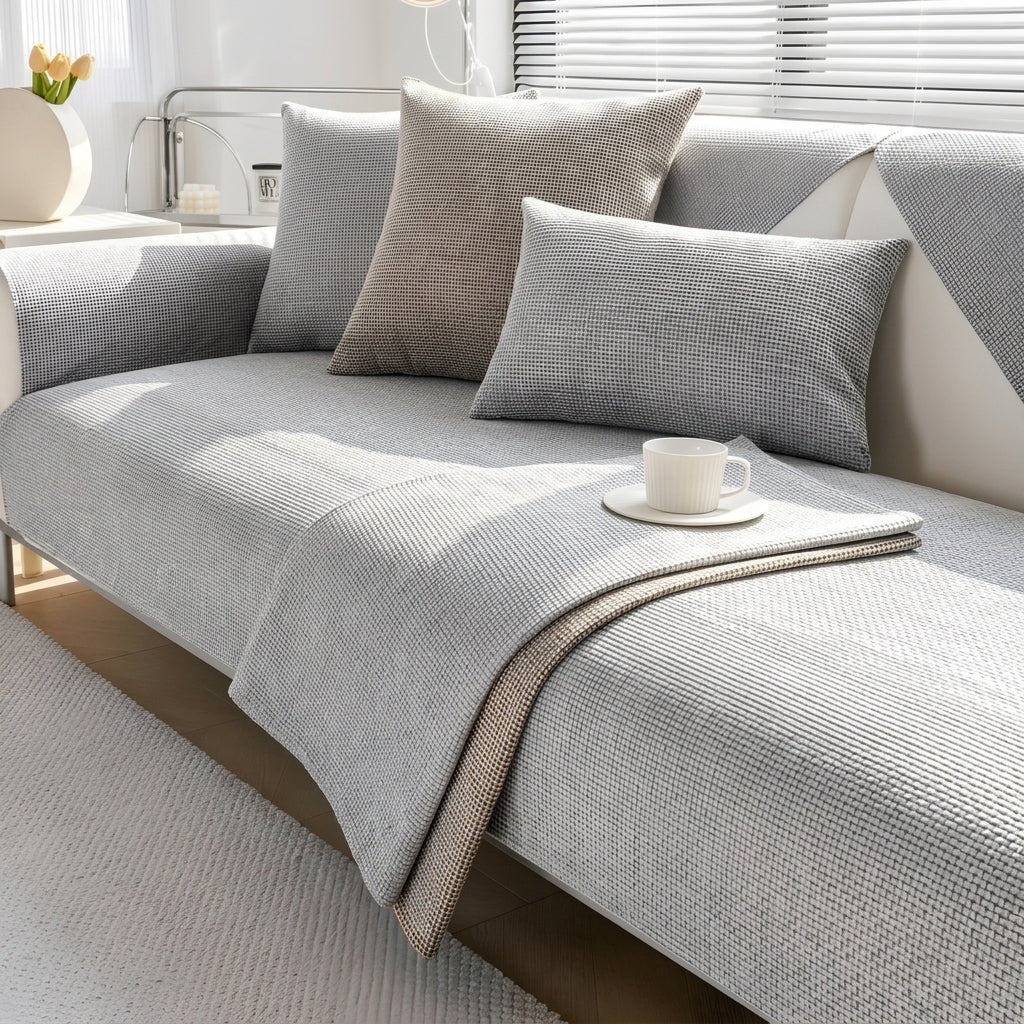Sofaüberwurf mit Strukturiertem Waffelgewebe Muster