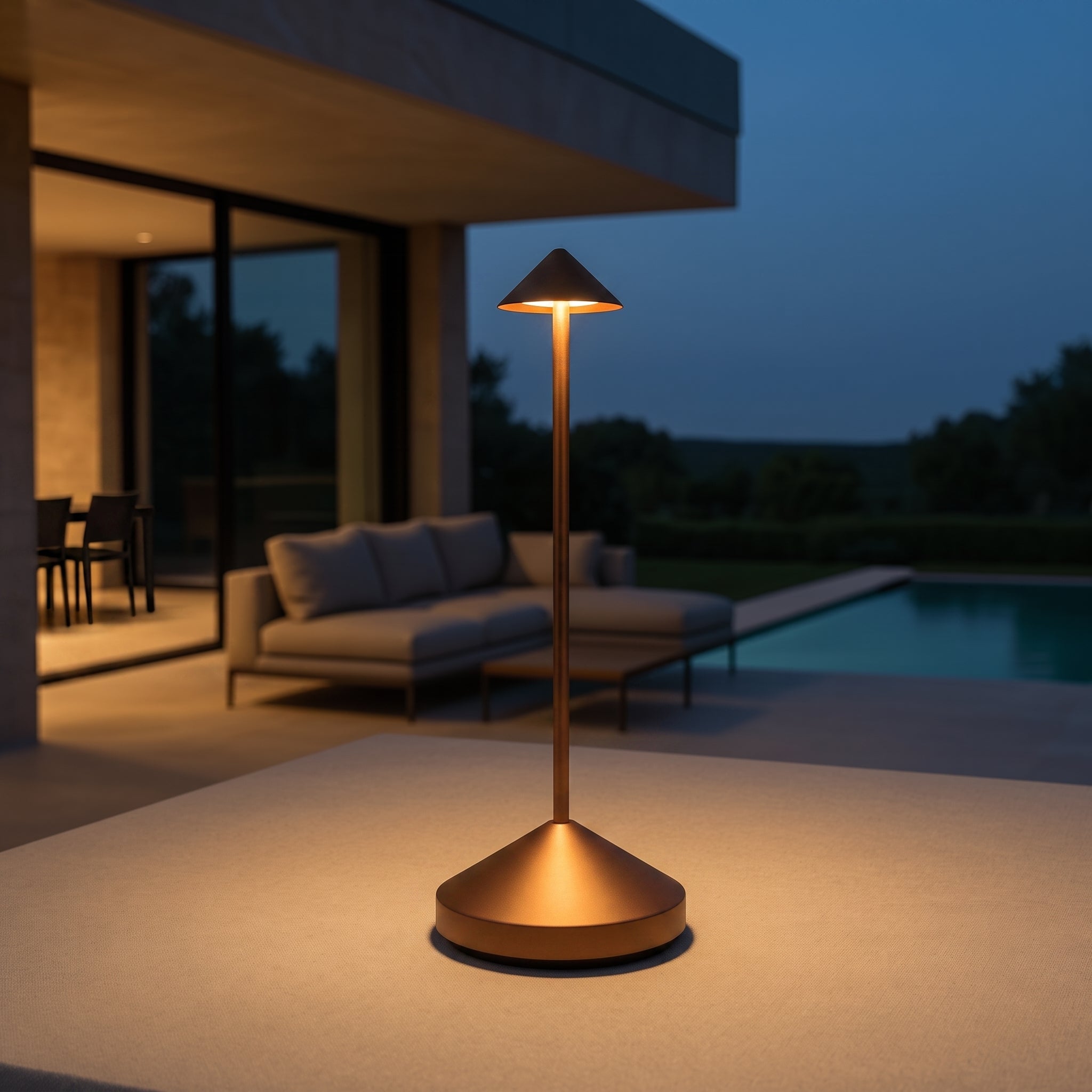 Wiederaufladbare kabellose schlanke Kegel-LED-Tischlampe