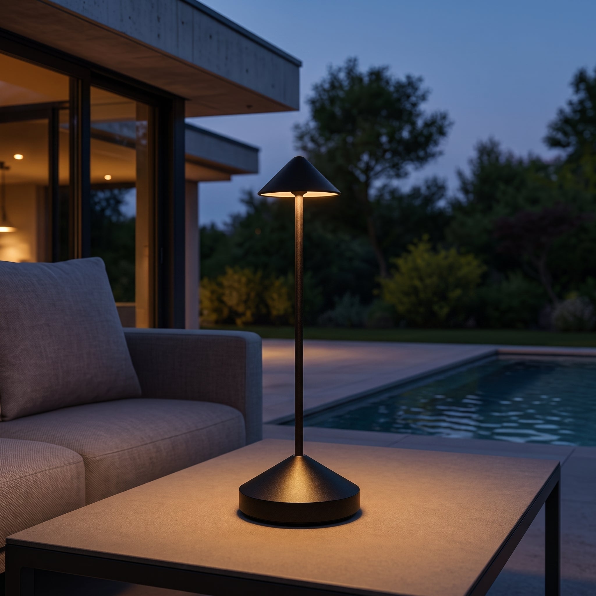 Wiederaufladbare kabellose schlanke Kegel-LED-Tischlampe