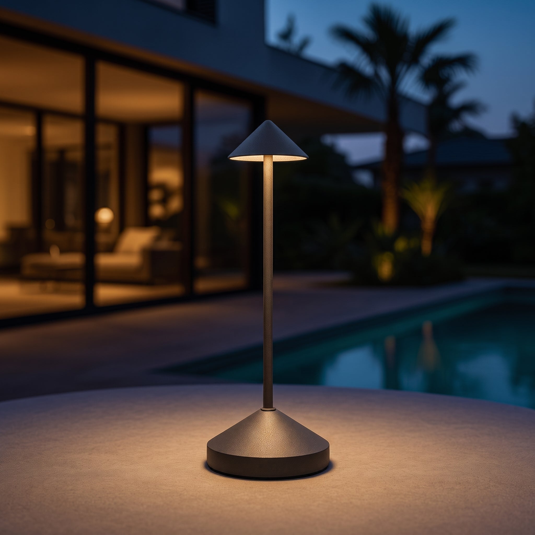 Wiederaufladbare kabellose schlanke Kegel-LED-Tischlampe