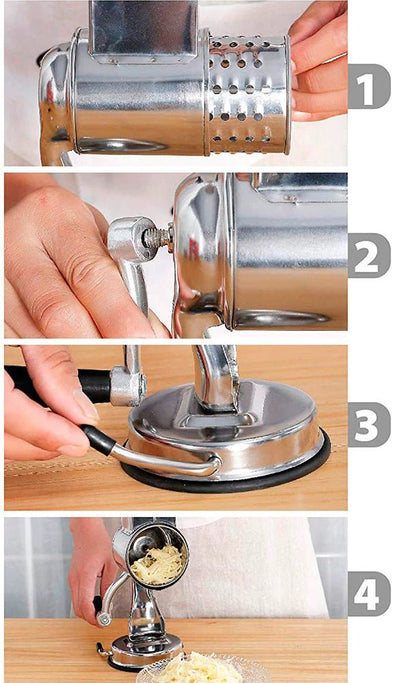 Alex - Premium 3 - in - 1 Küchenreibe aus Edelstahl - Multi - Functional Kitchen Rotary Food Grater/Shredder/Slicer - Voldeva