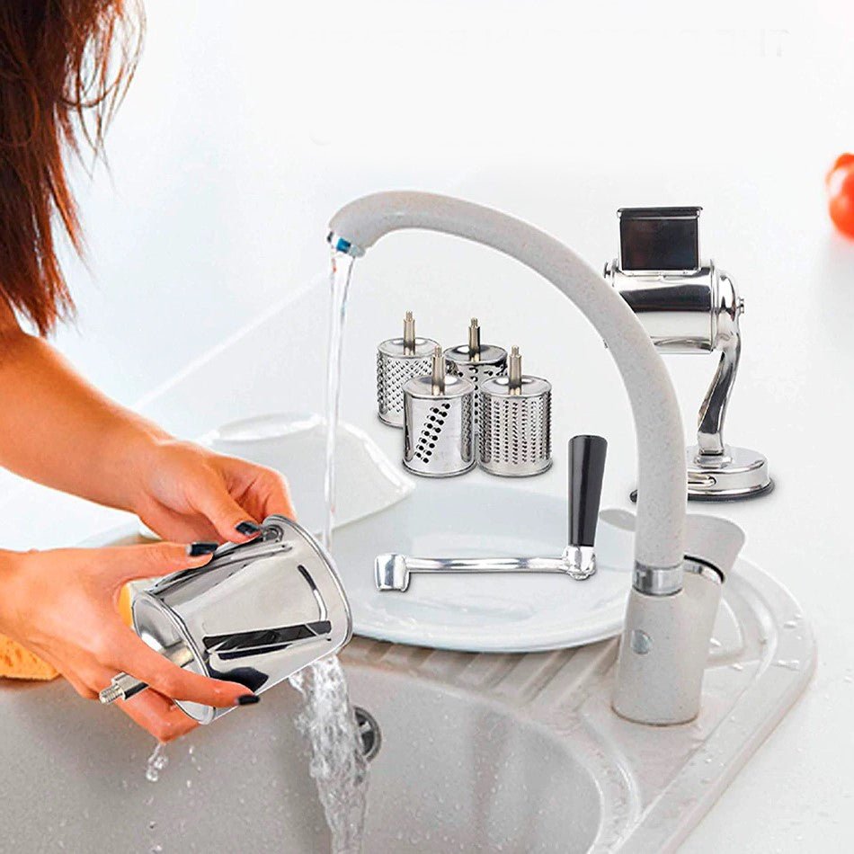 Alex - Premium 3 - in - 1 Küchenreibe aus Edelstahl - Multi - Functional Kitchen Rotary Food Grater/Shredder/Slicer - Voldeva