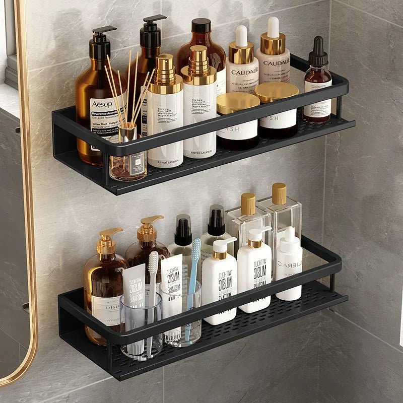 AquaForma – Schwarzes Duschregal mit modernem & platzsparendem Design - Bathroom Shelf Storage - Voldeva