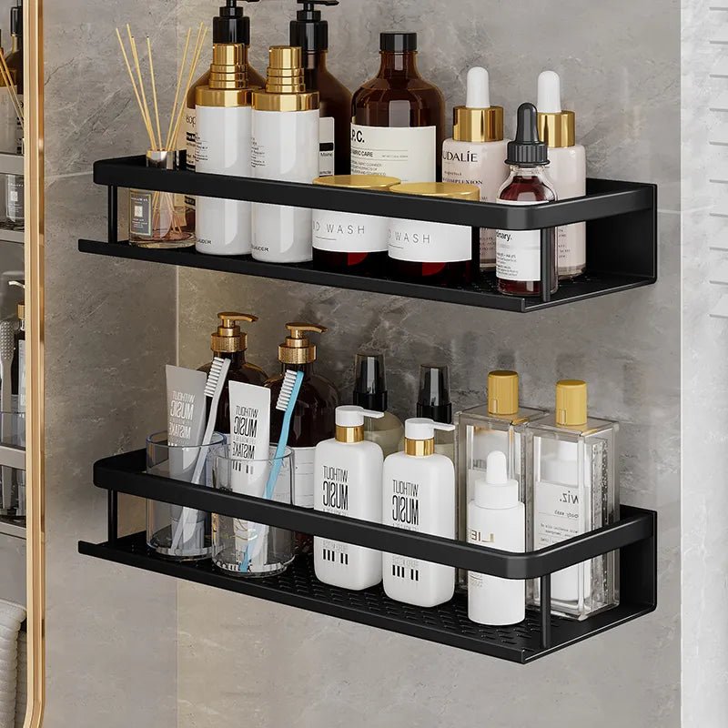 AquaForma – Schwarzes Duschregal mit modernem & platzsparendem Design - Bathroom Shelf Storage - Voldeva
