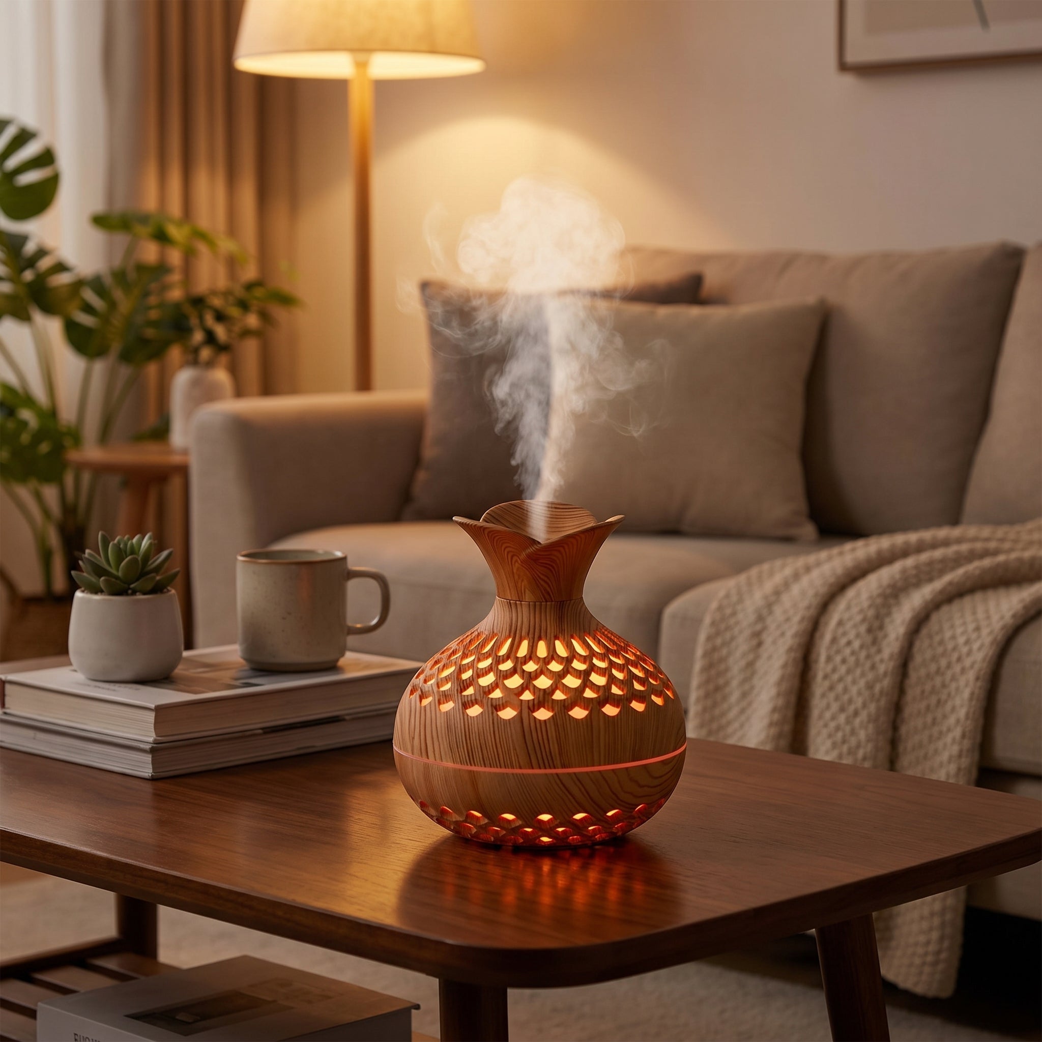 Aroma Diffuser mit LED Luftbefeuchter - LED - Dekorationslichter - Braun - Voldeva