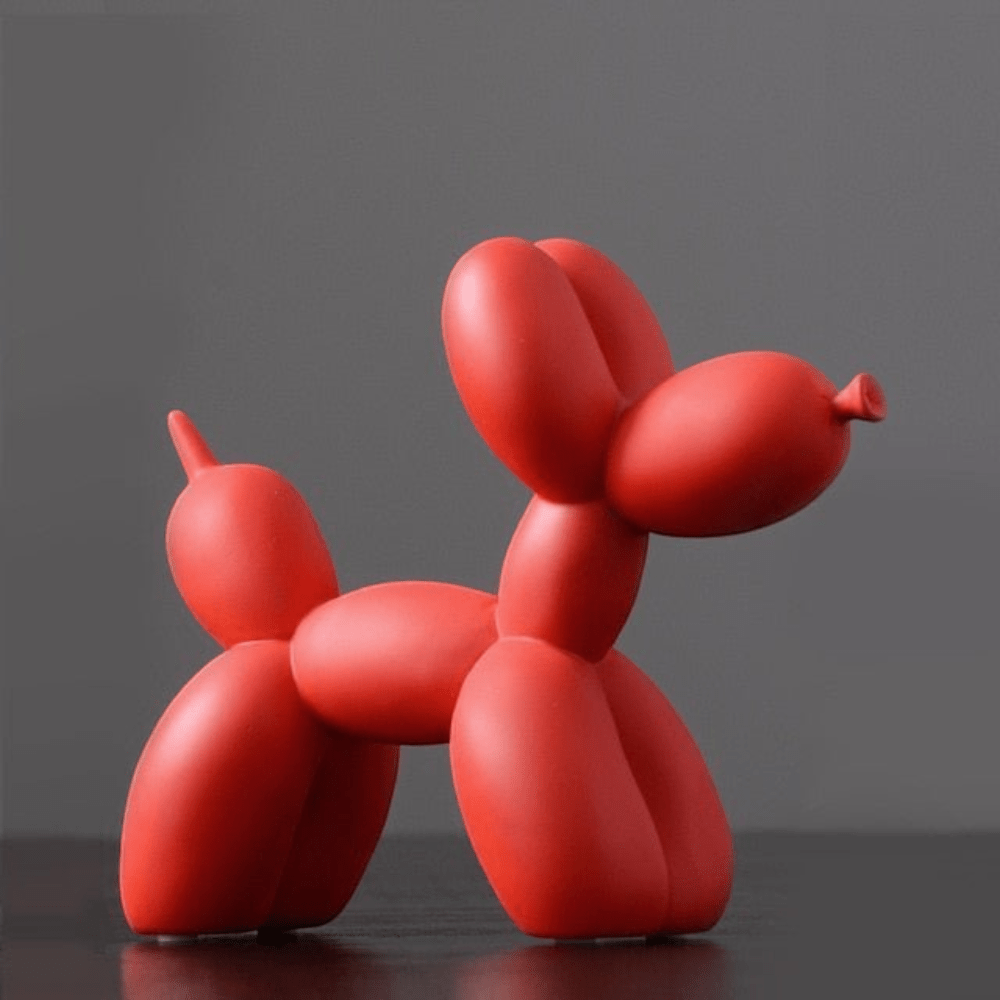 Artizo - Abstrakte Ballonhund Skulptur aus Kunstharz - Ballonhund Skulptur - Rot - Voldeva