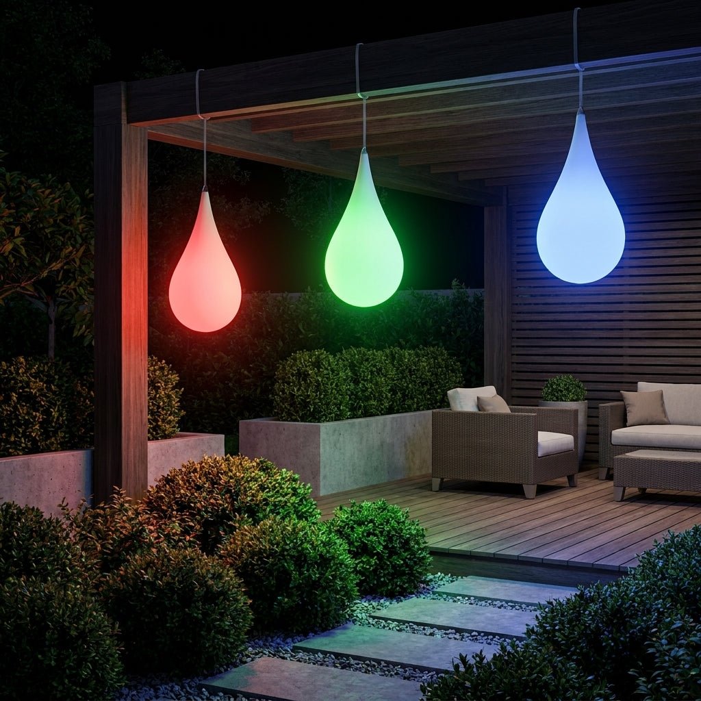 Außen - Pendelleuchte im Wassertropfen - Design - Pendelleuchte - RGB - Voldeva