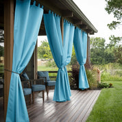 Außenvorhang mit Schlaufen für Terrasse und Balkon - Außenvorhang - Blau - Voldeva