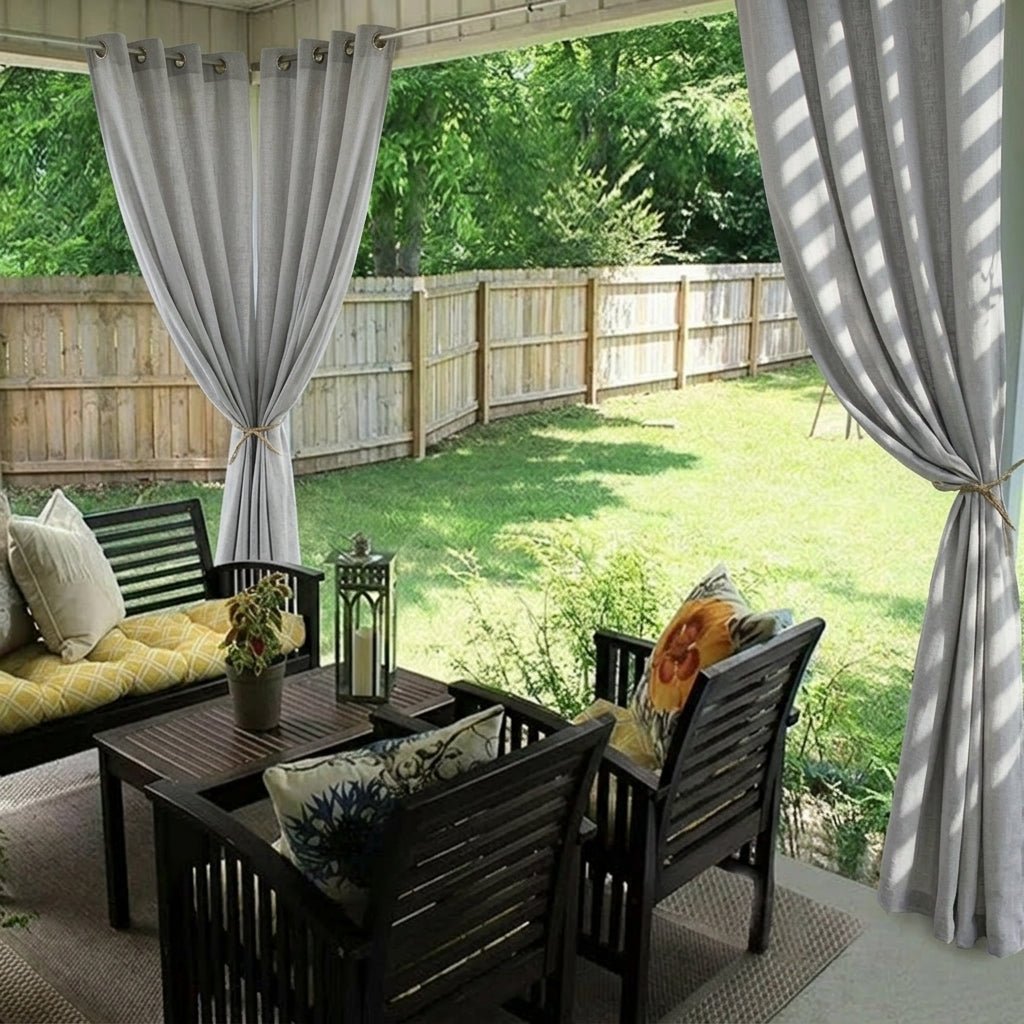 Außenvorhang mit Schlaufen für Terrasse und Balkon - Außenvorhang - Grau - Voldeva