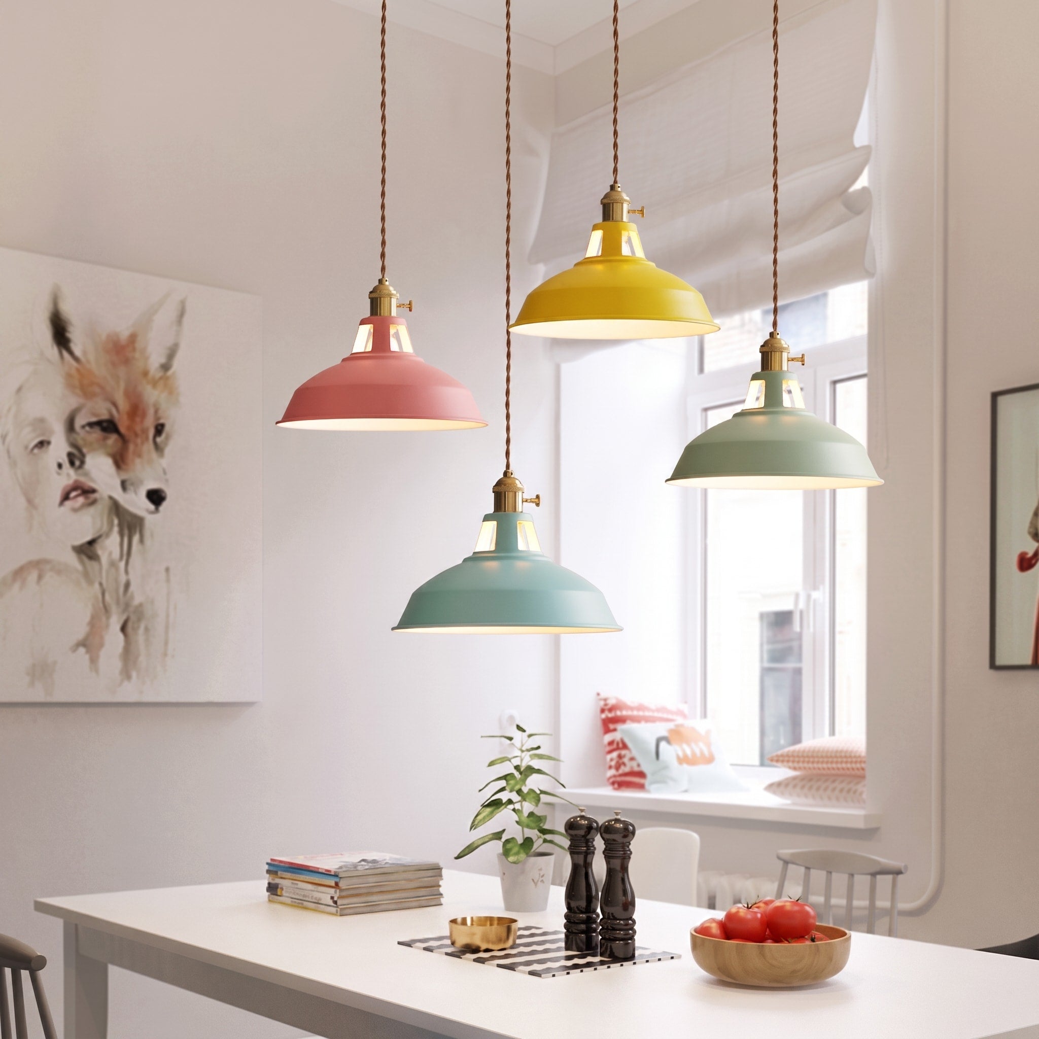 Industrielle Pendelleuchte mit Metallschirm im Retro-Design