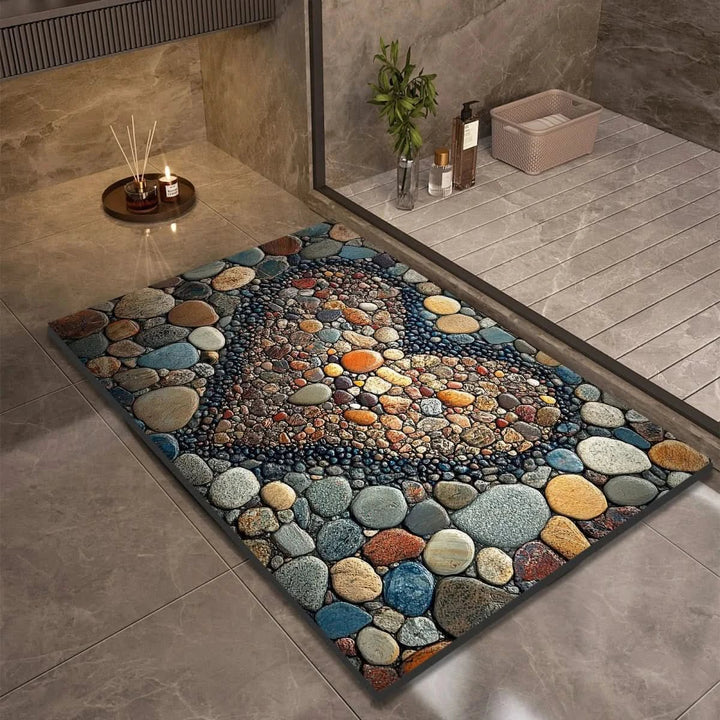 Badezimmermatte mit Kieselstein - Druckmuster - Badezimmer - Voldeva