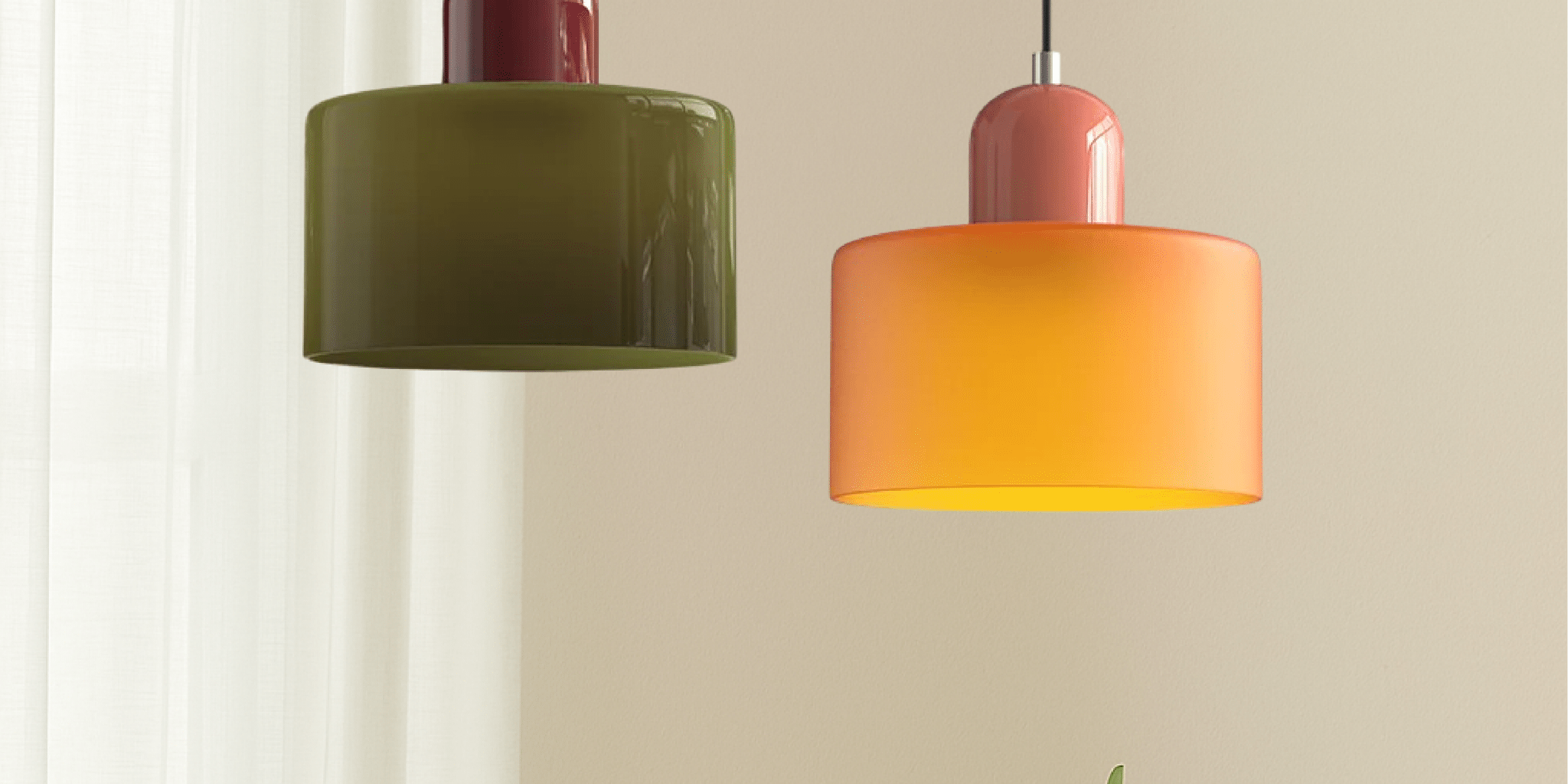 Bauhaus Farbglas Hängeleuchte Modernes Design - Deckenleuchte - Rosa - Voldeva