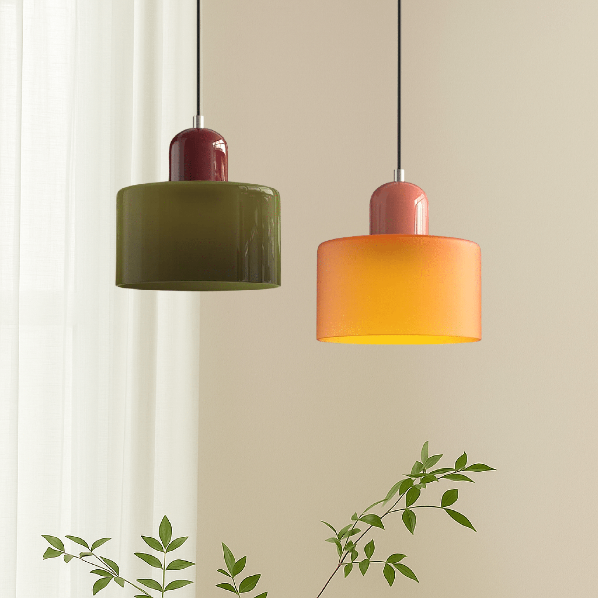 Bauhaus Farbglas Hängeleuchte Modernes Design - Deckenleuchte - Rosa - Voldeva