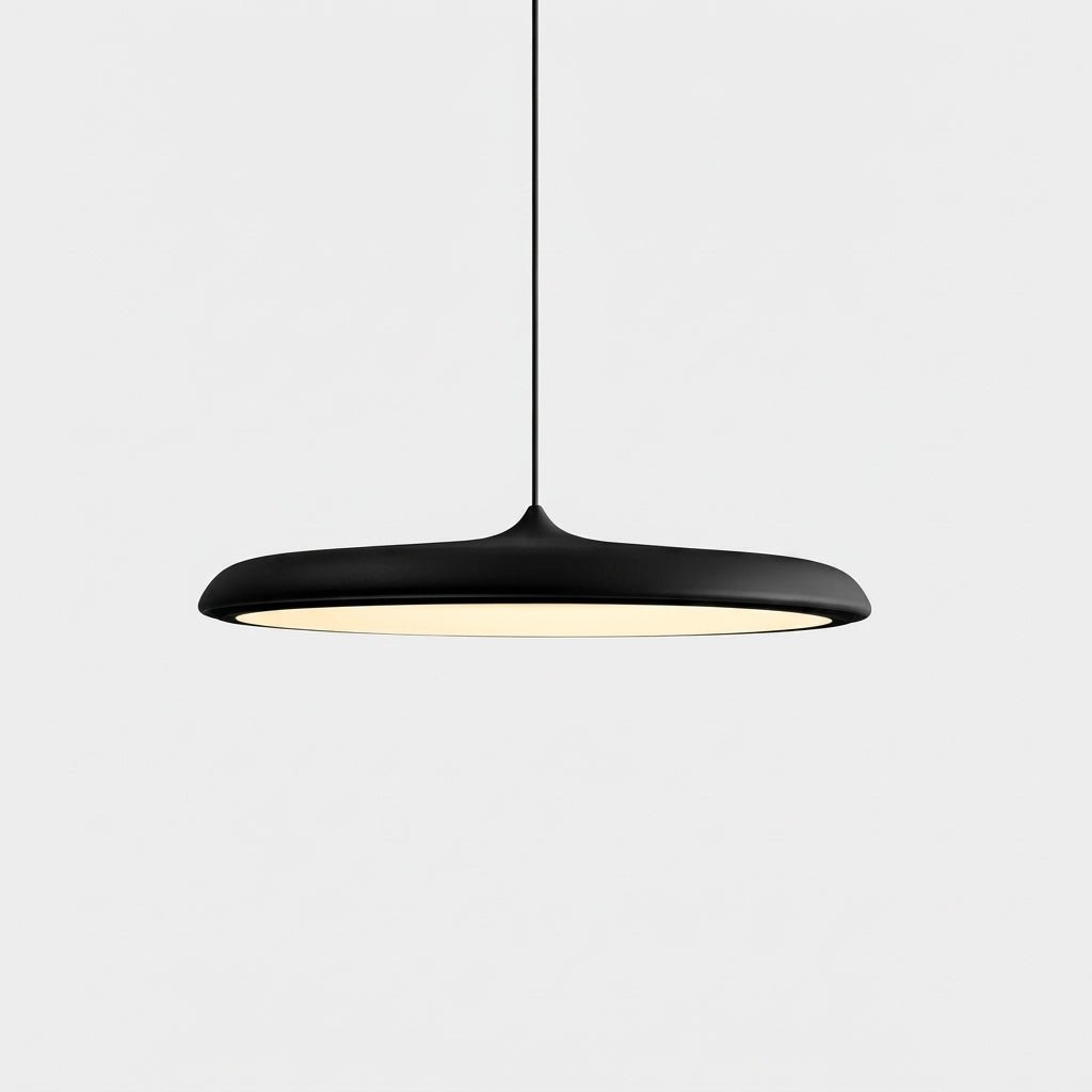 Bauhaus Pendelleuchte mit Flachem Rundem Schirm - Pendelleuchte - Schwarz - Voldeva