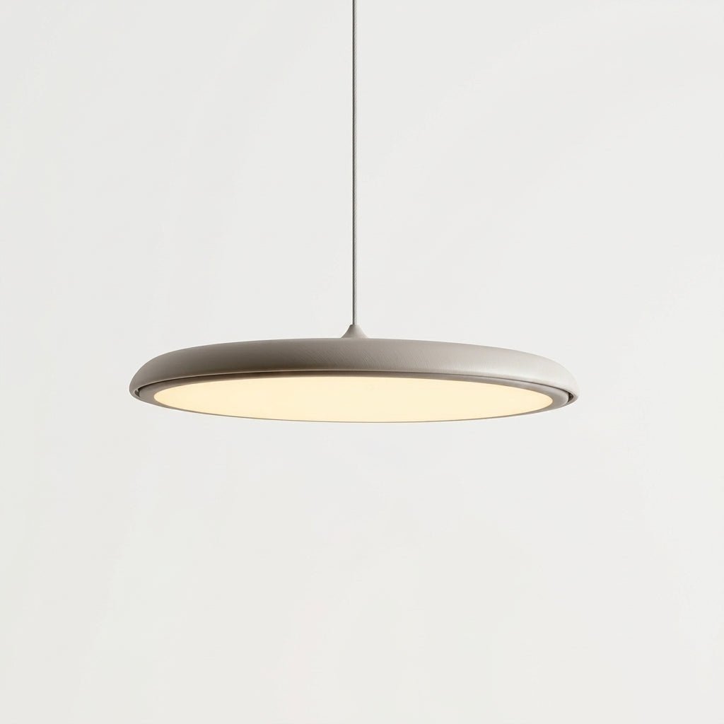 Bauhaus Pendelleuchte mit Flachem Rundem Schirm - Pendelleuchte - Weiß - Voldeva