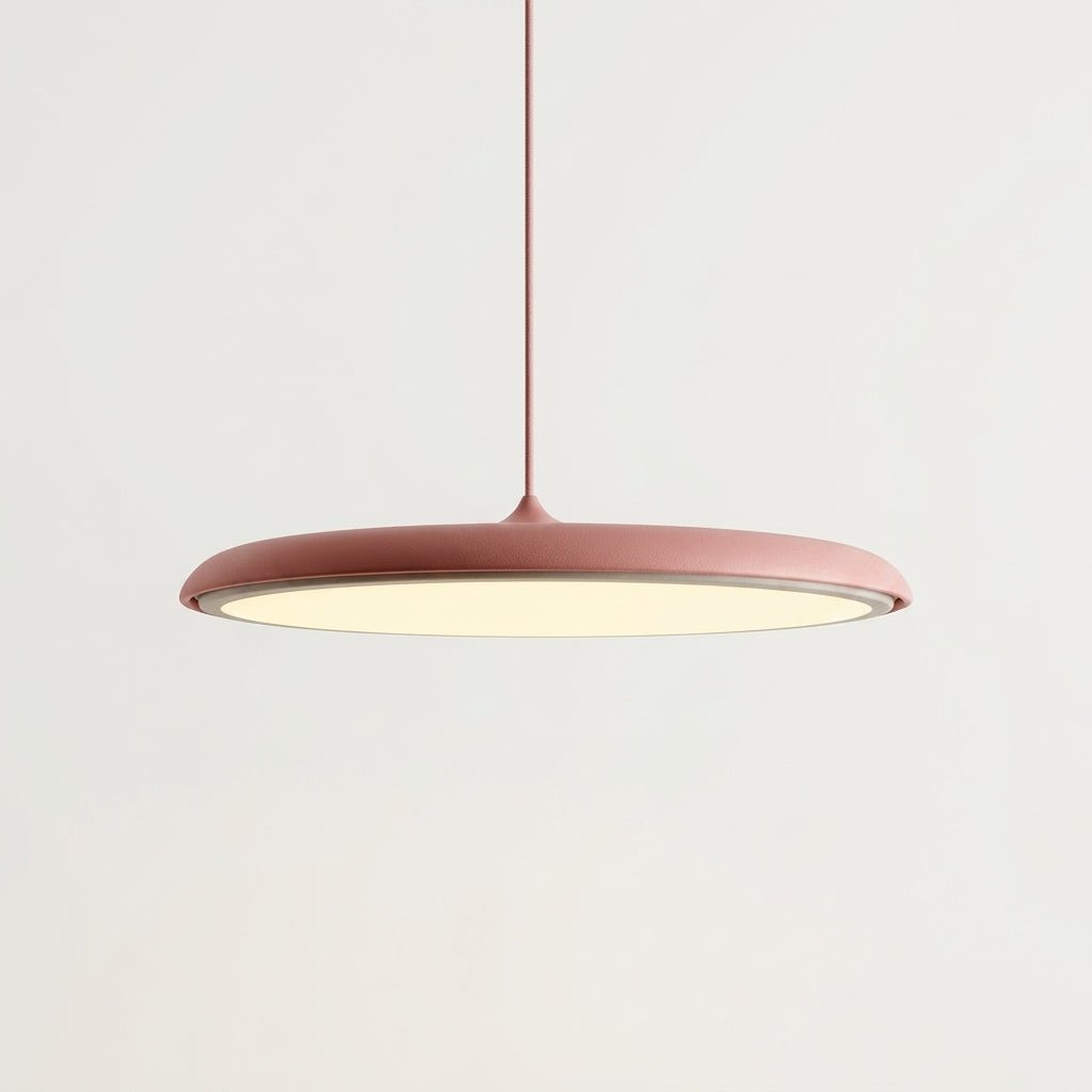 Bauhaus Pendelleuchte mit Flachem Rundem Schirm - Pendelleuchte - Rosa - Voldeva