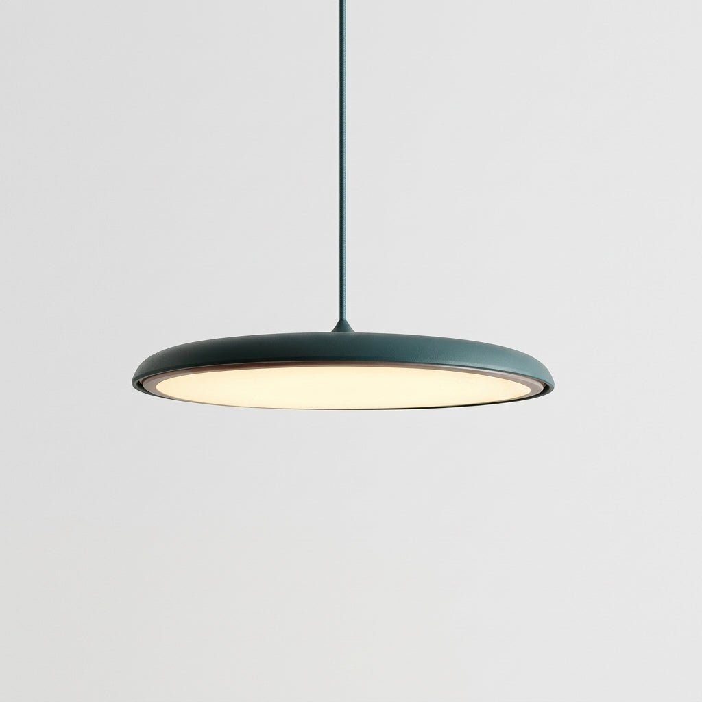 Bauhaus Pendelleuchte mit Flachem Rundem Schirm - Pendelleuchte - Grün - Voldeva