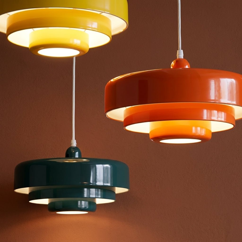 Bauhaus Pendelleuchte mit Gestuften Rundschirmen - Pendelleuchte - Schwarz - Voldeva