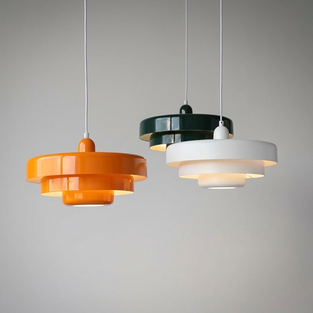 Bauhaus Pendelleuchte mit Gestuften Rundschirmen - Pendelleuchte - Schwarz - Voldeva