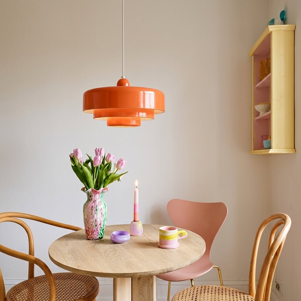 Bauhaus Pendelleuchte mit Gestuften Rundschirmen - Pendelleuchte - Orange - Voldeva