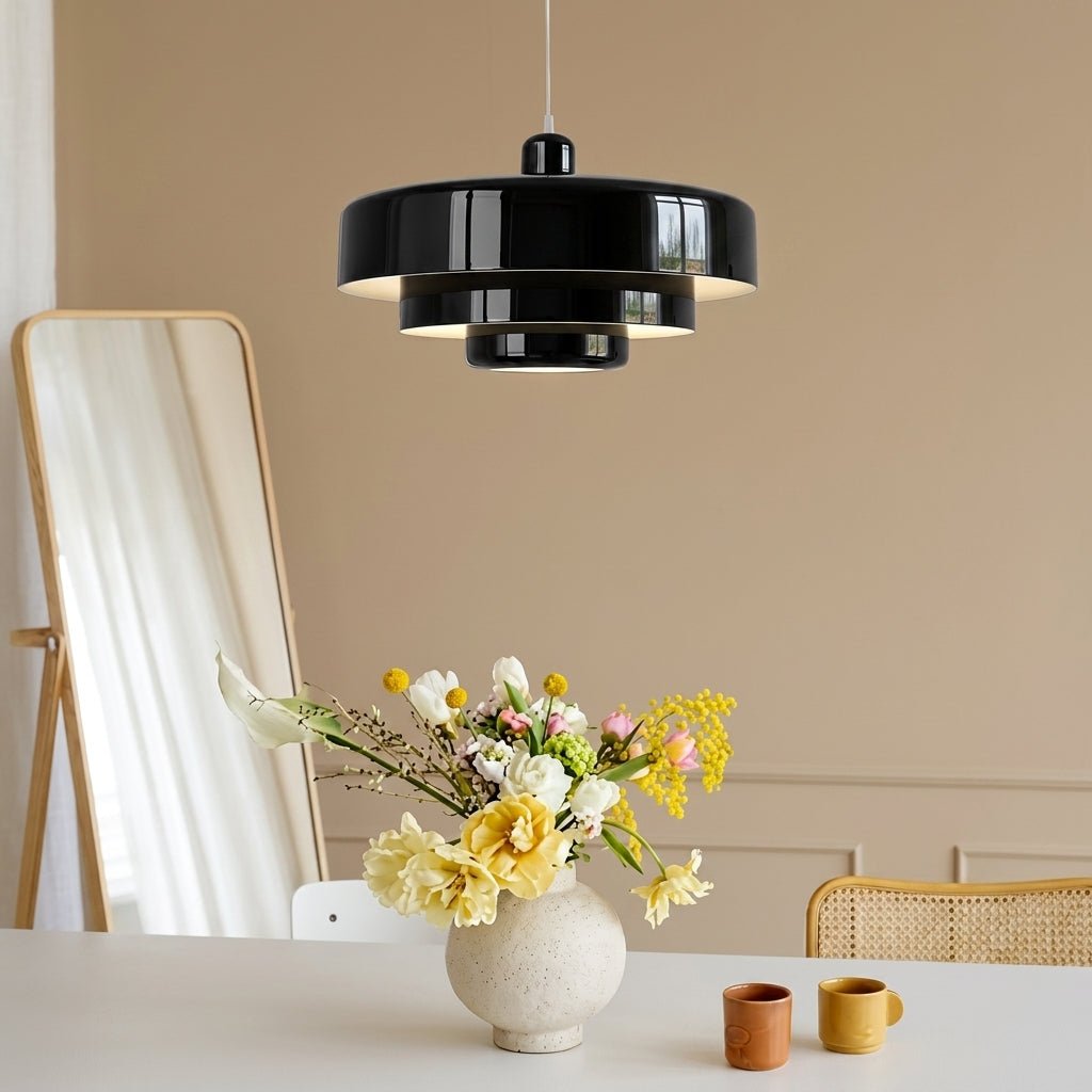 Bauhaus Pendelleuchte mit Gestuften Rundschirmen - Pendelleuchte - Schwarz - Voldeva