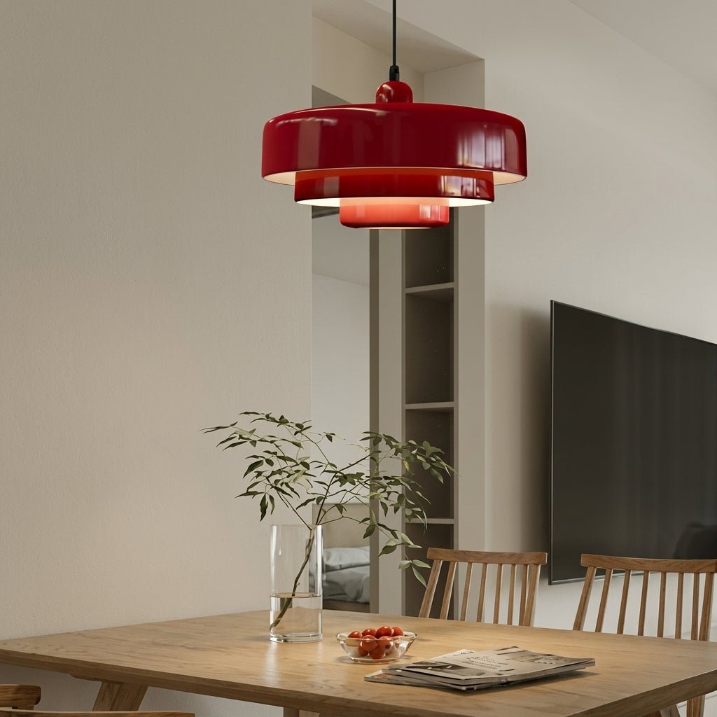 Bauhaus Pendelleuchte mit Gestuften Rundschirmen - Pendelleuchte - Rot - Voldeva