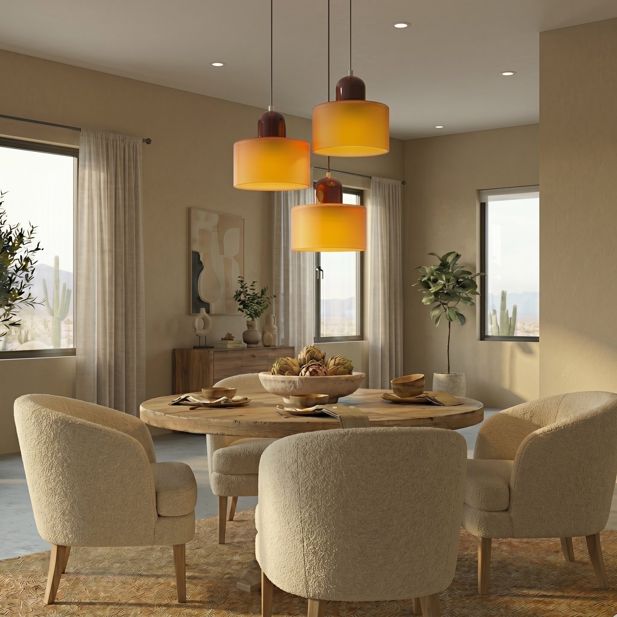 Bauhaus Pendelleuchte mit Modernem Zylindrischen Schirmdesign - Deckenleuchte - Orange - Voldeva