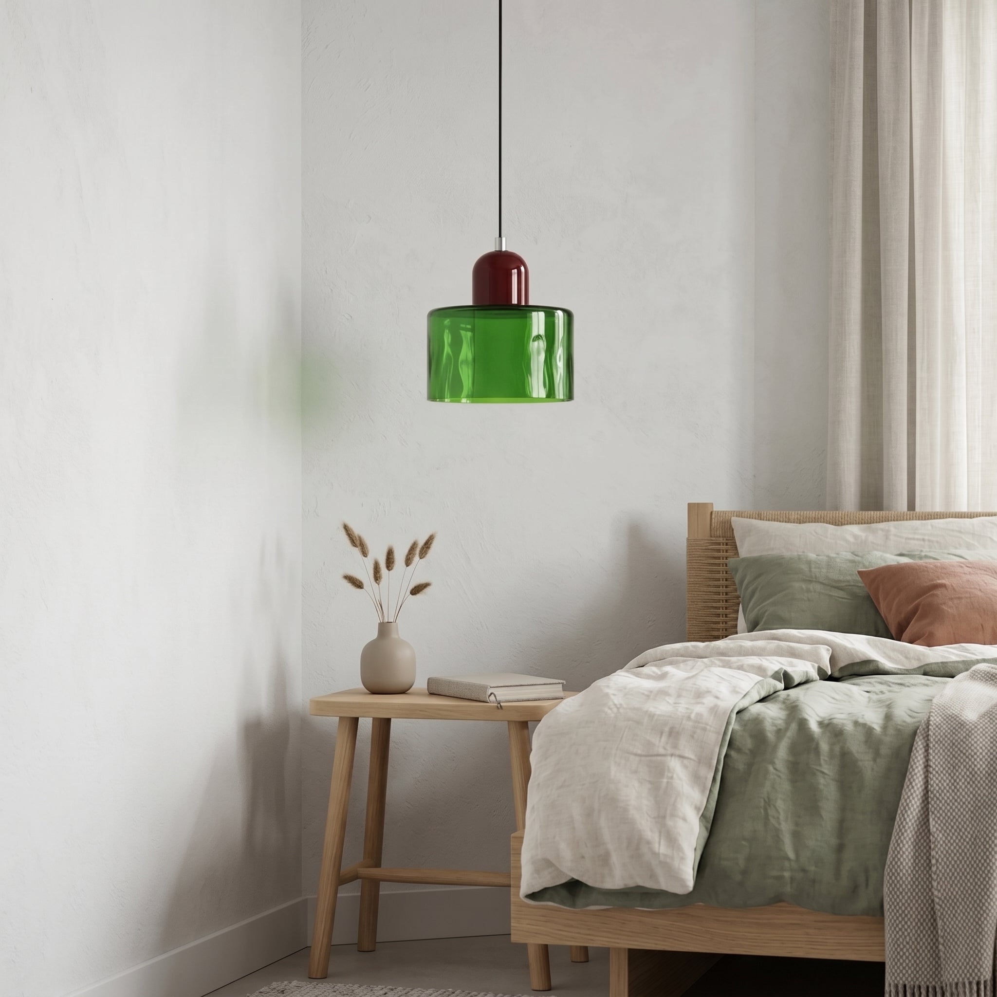 Bauhaus Pendelleuchte mit Modernem Zylindrischen Schirmdesign - Deckenleuchte - Grün - Voldeva