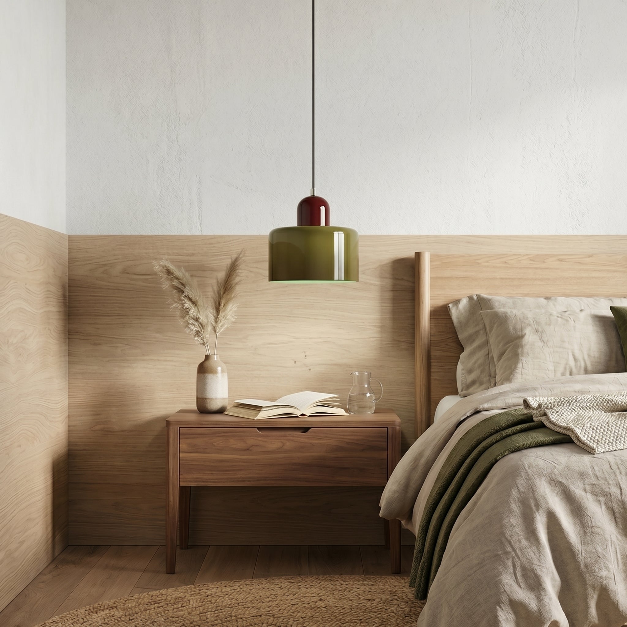 Bauhaus Pendelleuchte mit Modernem Zylindrischen Schirmdesign - Deckenleuchte - Hellgrün - Voldeva