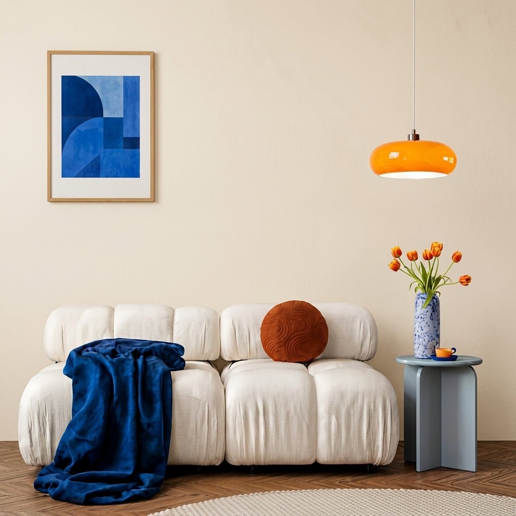 Bauhaus Pendelleuchte mit Rundem Kuppelschirm - Pendelleuchte - Orange - Voldeva